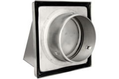 Stainless steel wall cowl Ø 150 mm with angled cap and back draught shutter (high passage) - D5G150